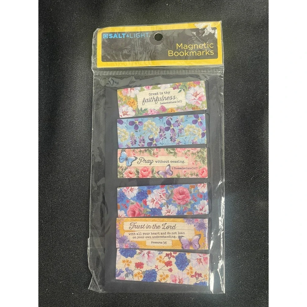 Salt & Light Magnetic Bookmarks 6 Pack Floral Bible Verse Scripture Christian